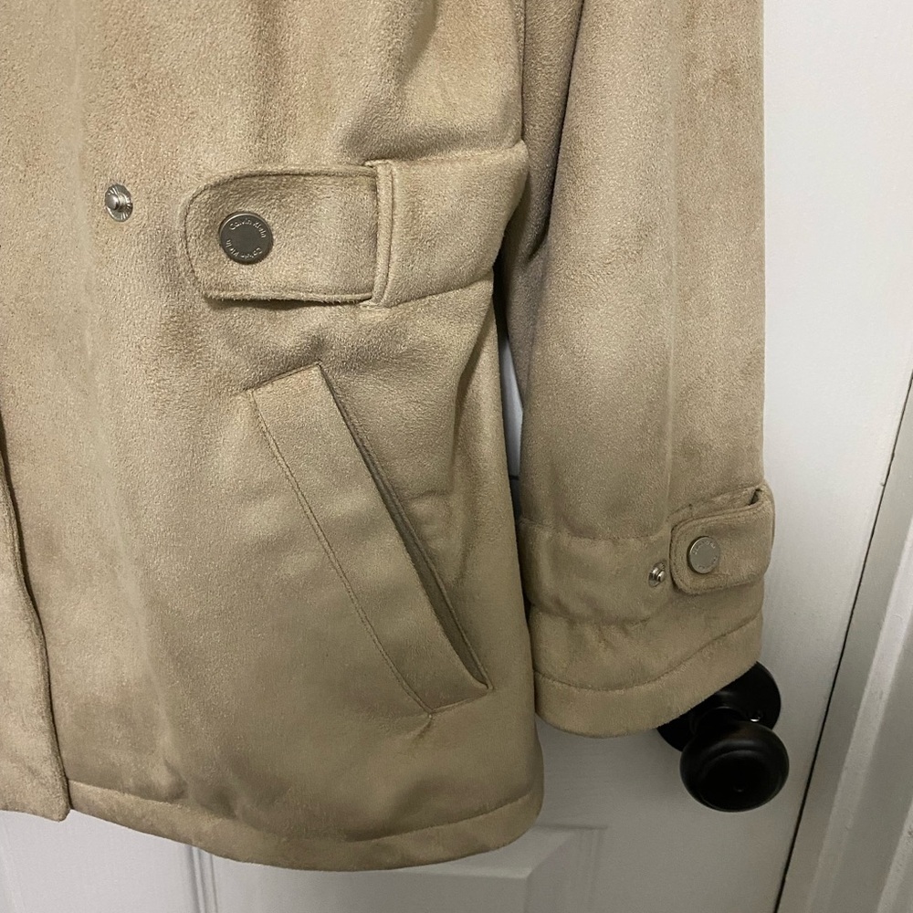 Calvin Klein Beige Faux Suede Utility Jacket Size Medium Like New Condition - Picture 4 of 12